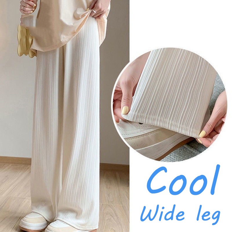 Quần ống rộng Lưng Cao Chất Liệu Lụa Cao Cấp Thời Trang Dành Cho Nữ