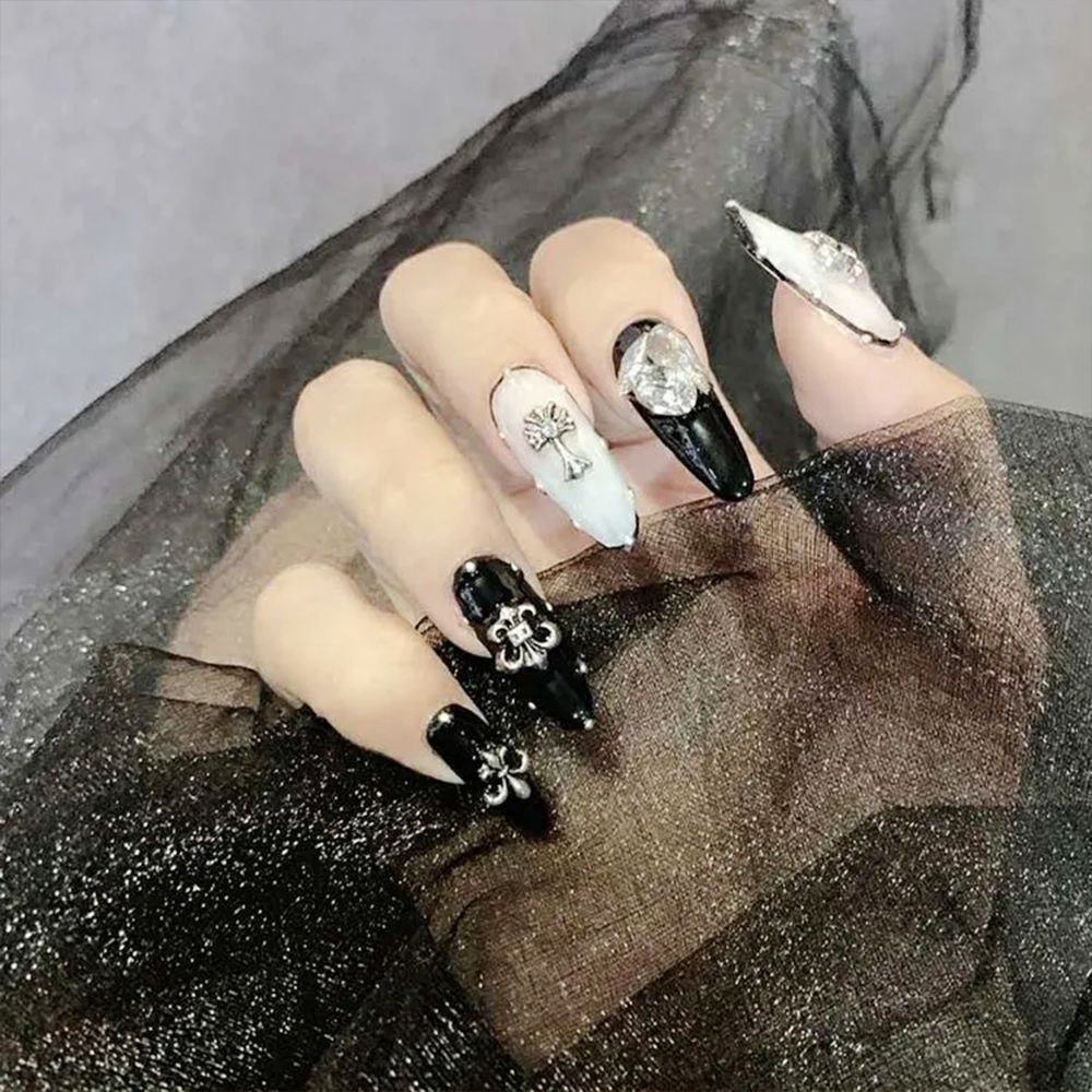 Set 50 phụ kiện đính móng trang trí nghệ thuật bằng hợp kim phong cách rock độc đáo diy