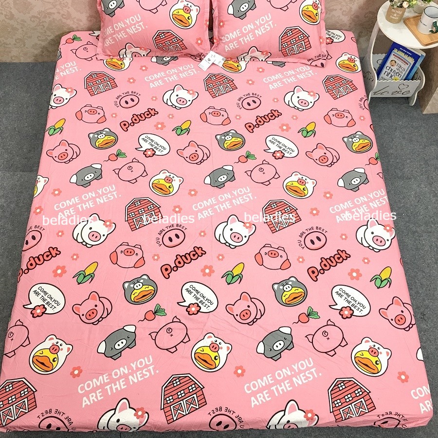 Ga giường bo chun bọc nệm không vỏ gối m2 m6 m8 2m2 poly cotton Beladies