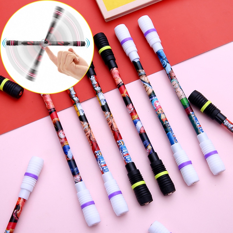 Bút Gel Xoay Có Đèn LED Phát Sáng Họa Tiết Hoạt Hình Vui Nhộn Cho Trẻ Em