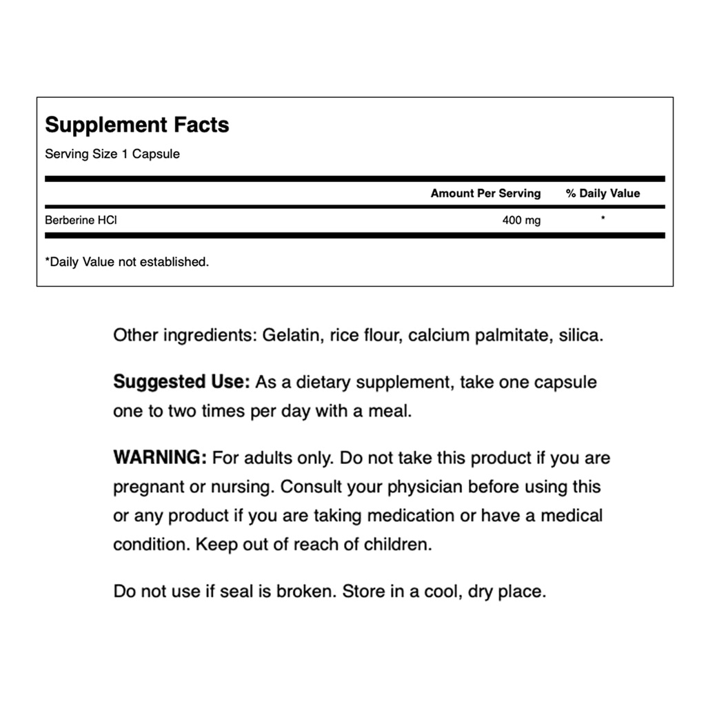 Swanson Berberine 400mg Viên uống chuyển hóa glucose, hỗ trợ tim mạch và tiêu hóa 60 viên