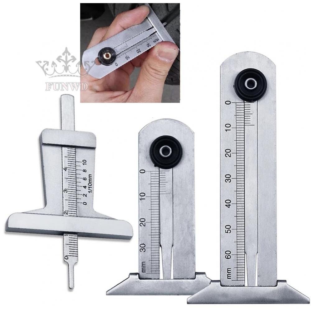 【FUNWD】Stainless Steel Car Tyre Tire Tread Depth Gauge Meter Ruler Caliper Measure-Tool