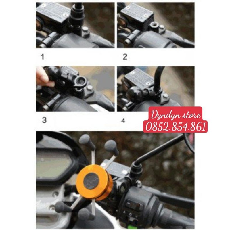 (VIDEO) Giá đỡ điện thoại 4 chân gắn gương xe máy xoay 360 độ | BigBuy360 - bigbuy360.vn