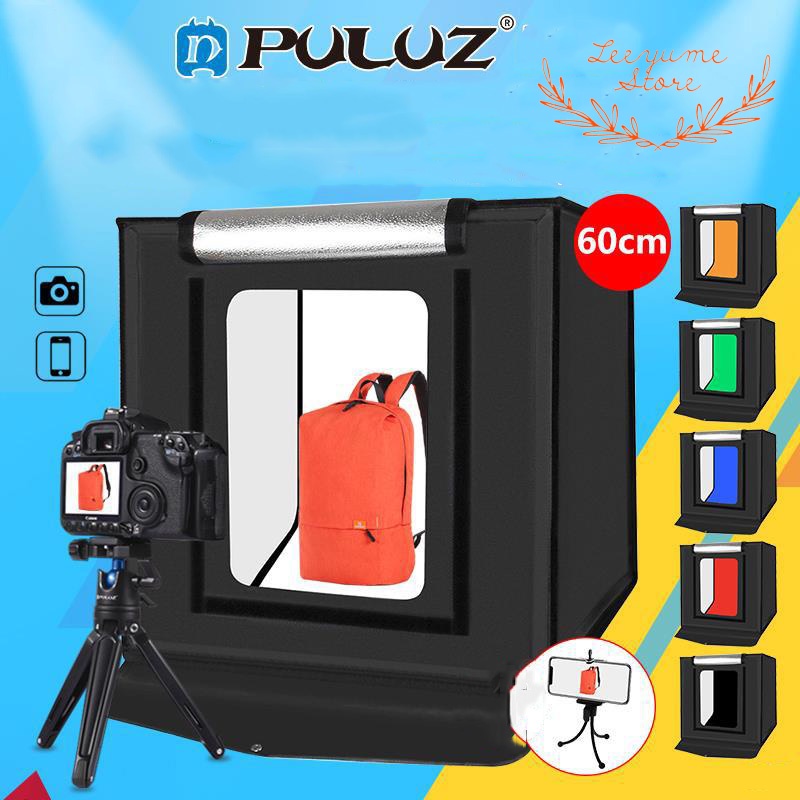 HỘP CHỤP ẢNH SẢN PHẨM STUDIO CHUYÊN NGHIỆP CHÍNH HÃNG PULUZ, GẤP GỌN KÈM ĐÈN LED SZ 60 x 60 CM