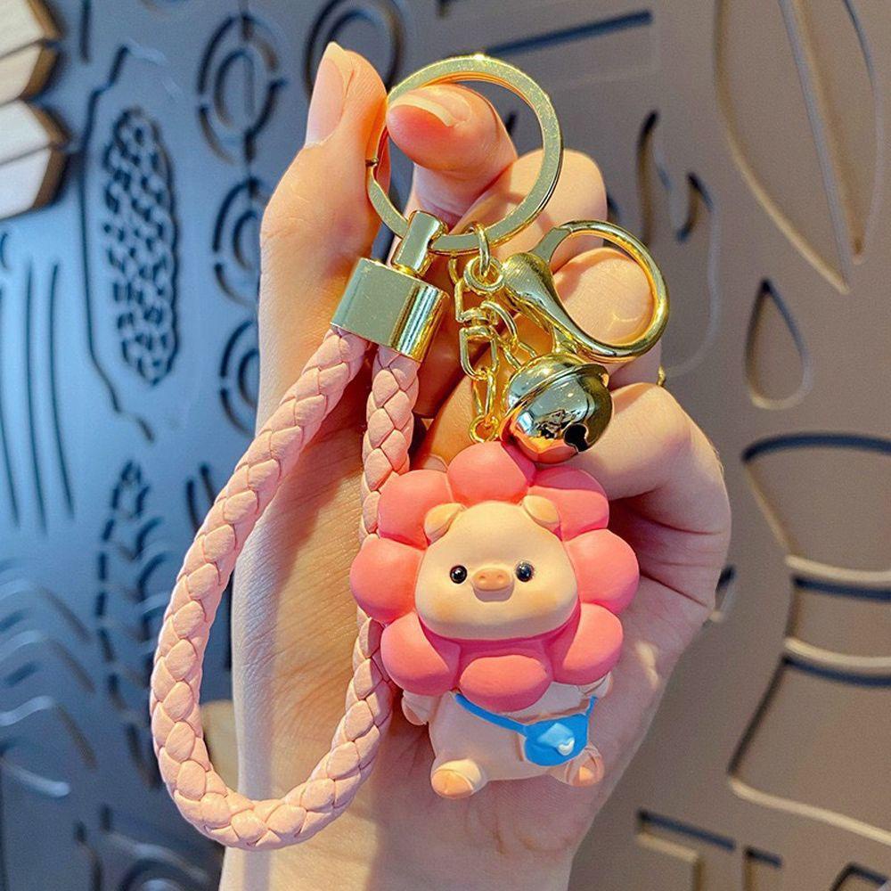Rebuy1 Móc Khóa Dây Da Hình Heo Hoa Hướng Dương Đáng Yêu Sáng Tạo