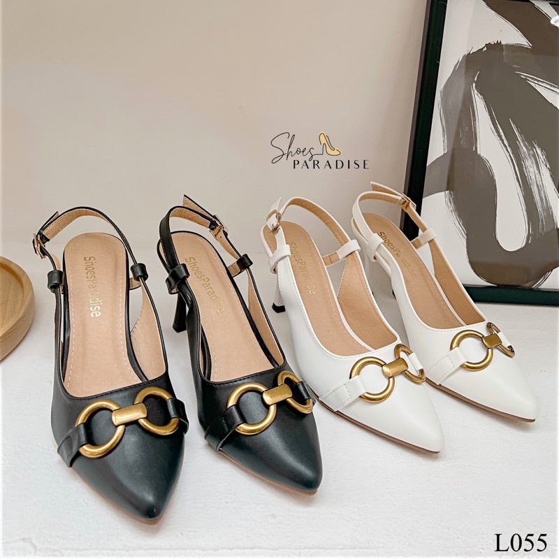 Giày cao gót bít mũi 7p nữ mũi nhọn trắng giày đẹp Shoes Paradise L055 (FORM NHỎ NHÍCH LÊN 1 SIZE )