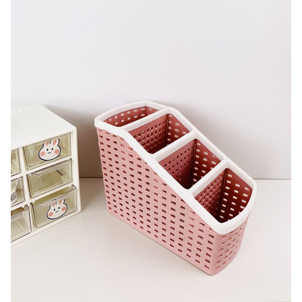 Kệ đựng bút 4 ngăn,hộp bút để đồ tiện ích đồ trang điểm cọ mĩ phẩm K5