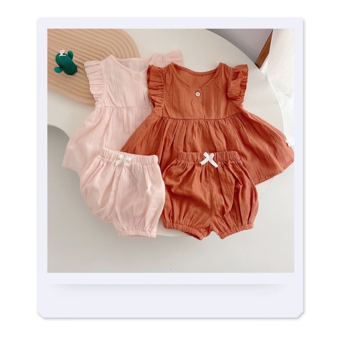 Bộ cánh tiên kèm cúc 2 màu cho bé gái(8-18kg)