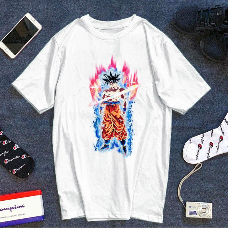 Áo thun Unisex Cotton Siêu Goku lửa băng