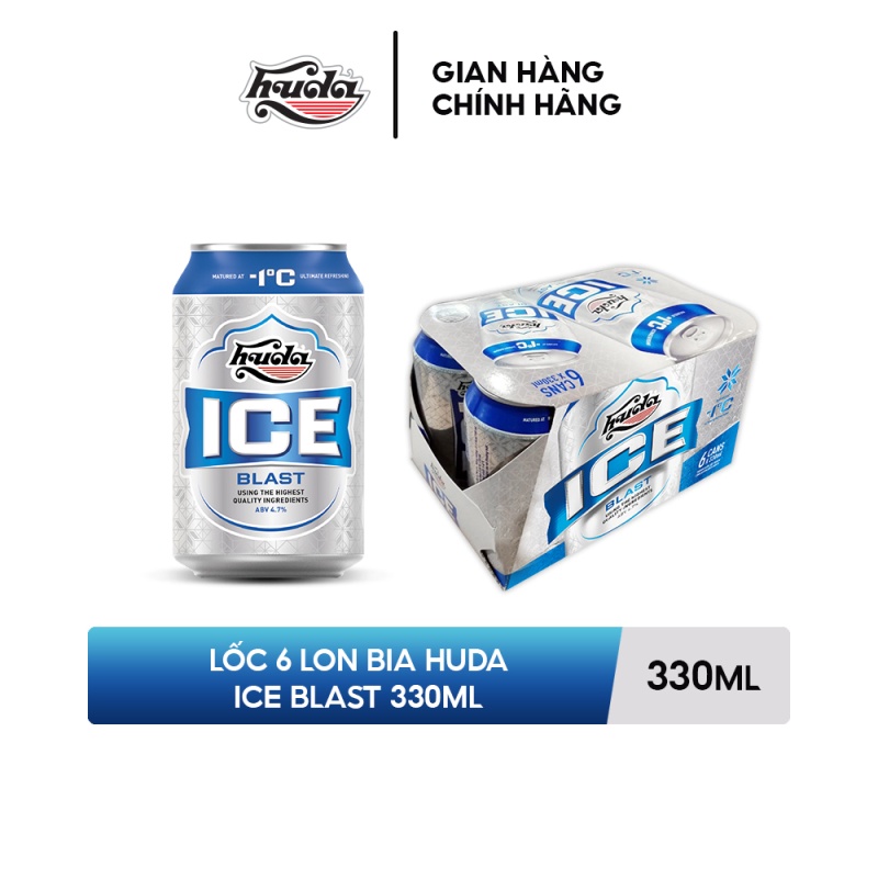 Lốc 6 lon bia Huda Ice Blast 330ml (6x330)