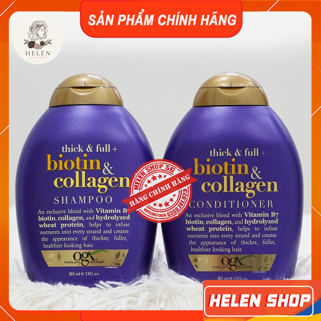 Cặp Dầu Gội Xả Biotin Collagen OGX 385ML | Ngăn Rụng Tóc, Kích Thích Mọc Tóc | Hàng Chính Hãng