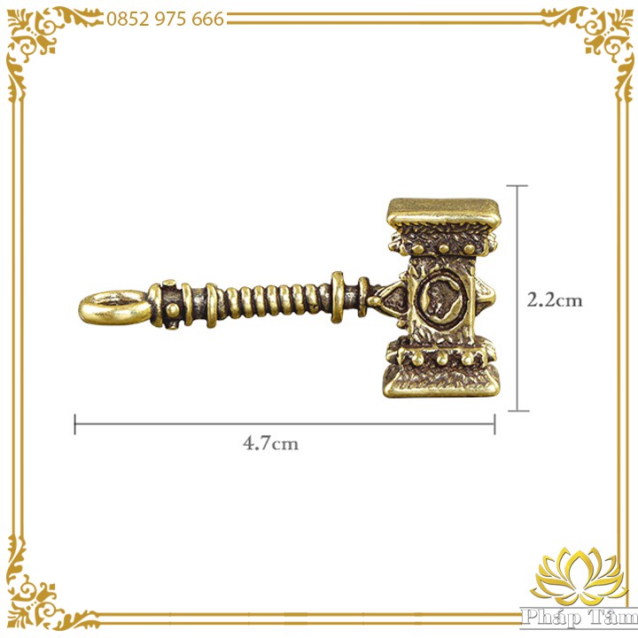 Móc Khóa Búa Thần Thor Mjolnir Đồng Nguyên Khối - Tâm Phong Thủy