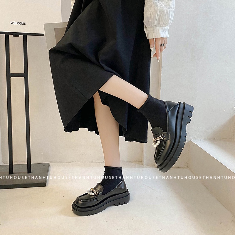 Giày Oxford Ulzzang Nữ Mũi Tròn Vintage Phong Cách Nữ Sinh Hàn Quốc - GD008