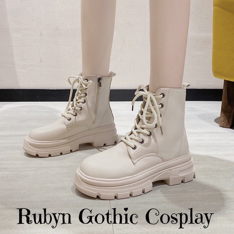 [NEW] 🔥 Giày Boots Chiến Binh Khoá Kéo 2 Màu Đen, Trắng Kem ( Size 36 - 40 ) | BigBuy360 - bigbuy360.vn