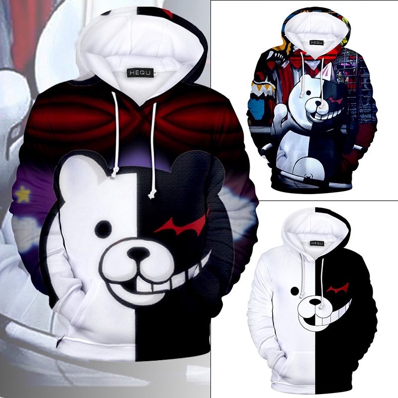 Áo hoodie tay dài in hình Monokuma Anime 3D