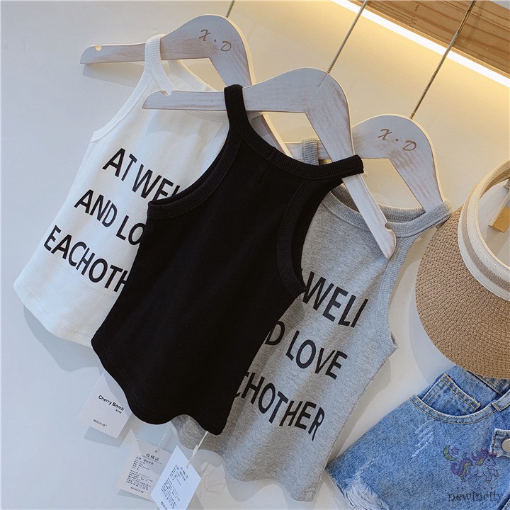 Áo Sát Nách In Chữ Thời Trang Hàn Quốc Dành Cho Bé Gái