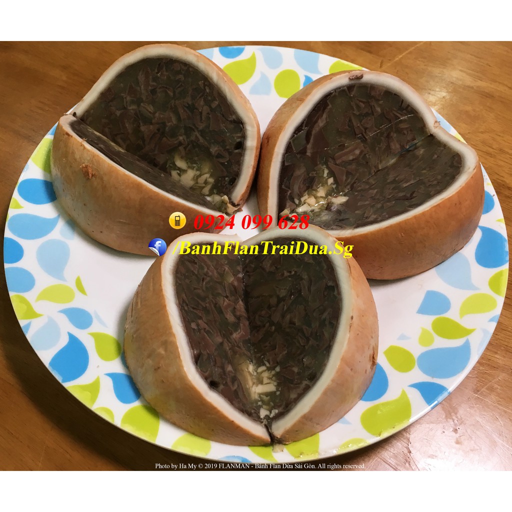 Bánh Flan Rau Câu Trái Dừa vị Cacao - Chocolate (Size to)