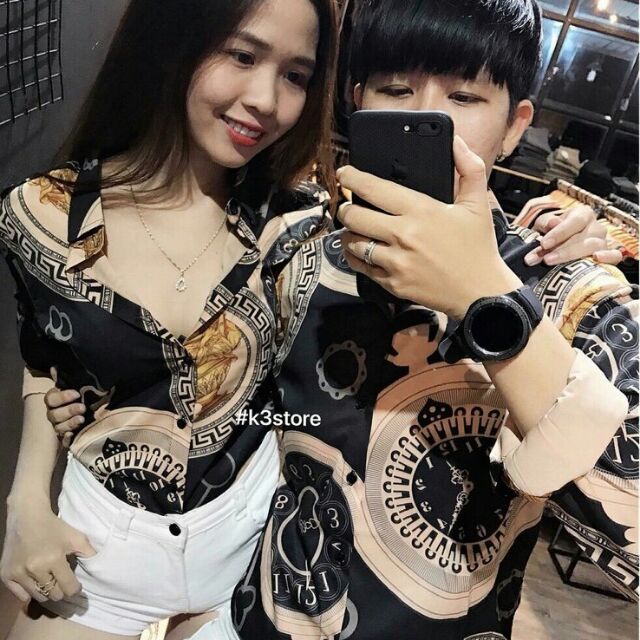 Áo cặp sơ mi lụa in 3D về hàng nhé