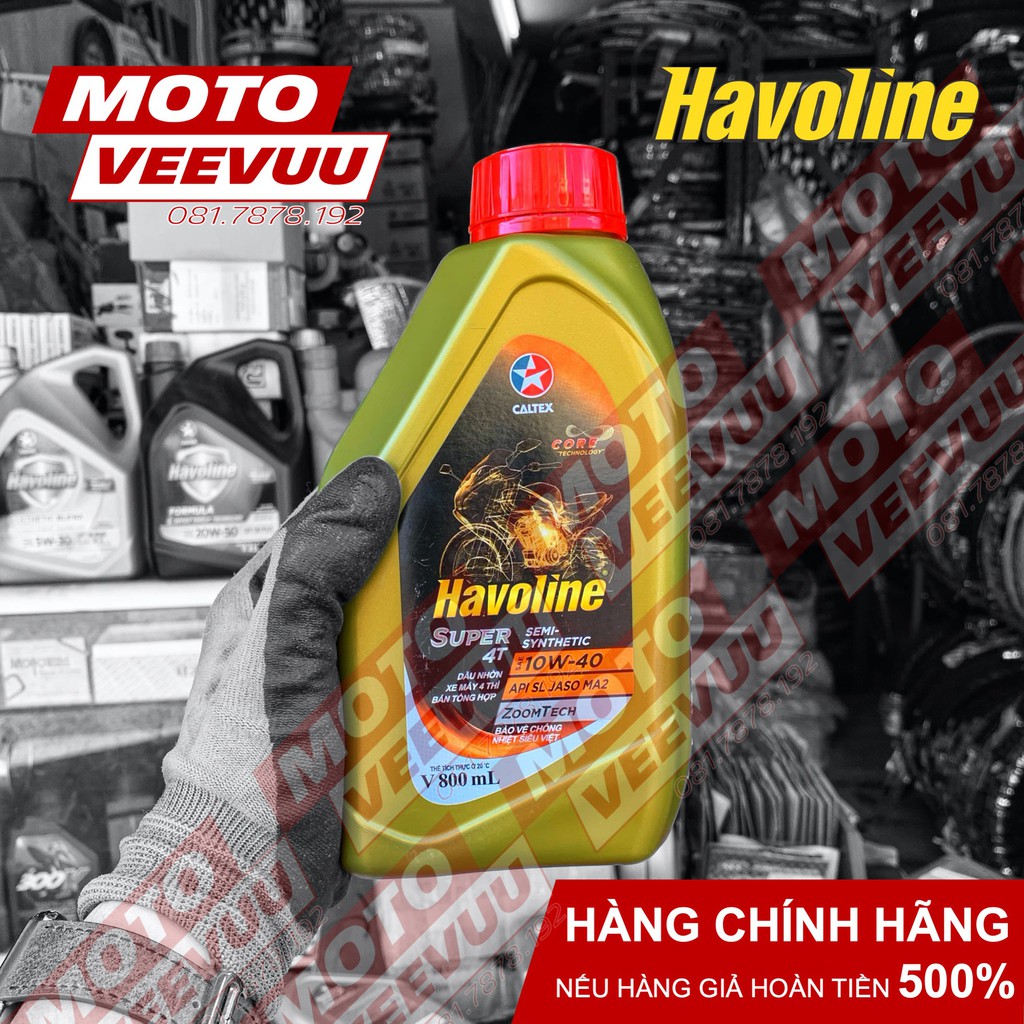 Dầu nhớt xe số Caltex Havoline Super 4T Semi 10W40 1 Lít &amp; 800ml