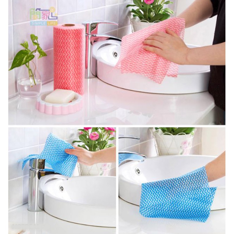Bộ 3 Cuộn Khăn Lau Đa Năng T.H Gia Linh (50 khăn / 1 cuộn)