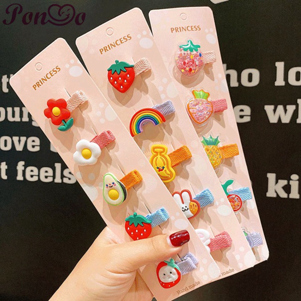 Set 5 Kẹp Tóc Kiểu Hoạt Hình Xinh Xắn Đáng Yêu Dành Cho Bé Gái