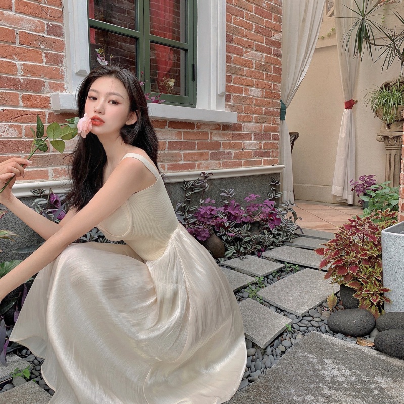 Đầm Công Chúa Hai Dây Nhấn Eo Thời Trang Mùa Hè Phong Cách Pháp Cho Nữ