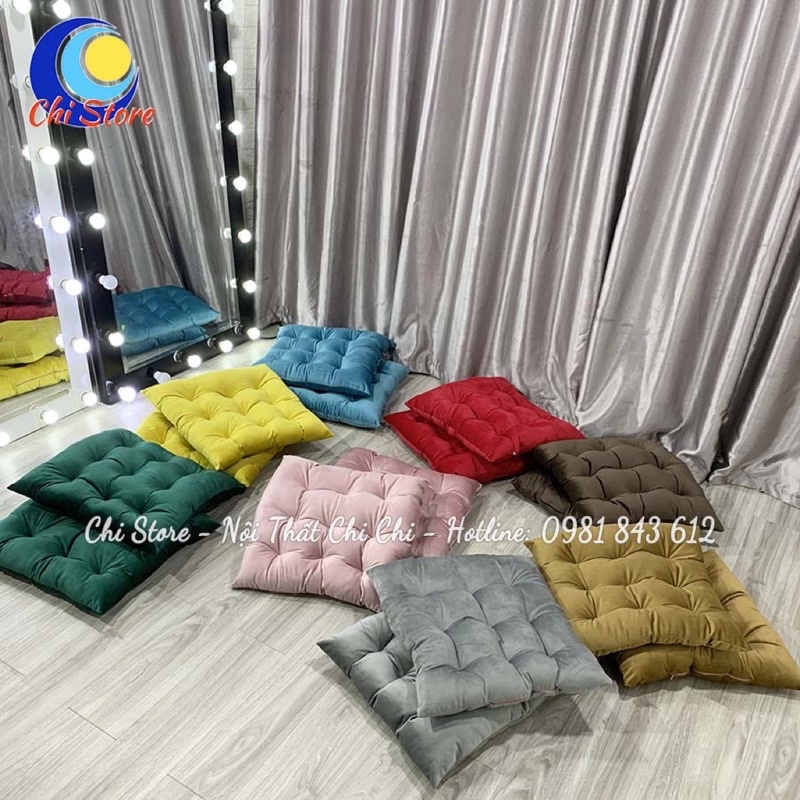 Đệm Ngồi Bệt Vuông 45x45cm, Nệm Ngồi Ghế Vải Nhung Cao Cấp SẴN HÀNG