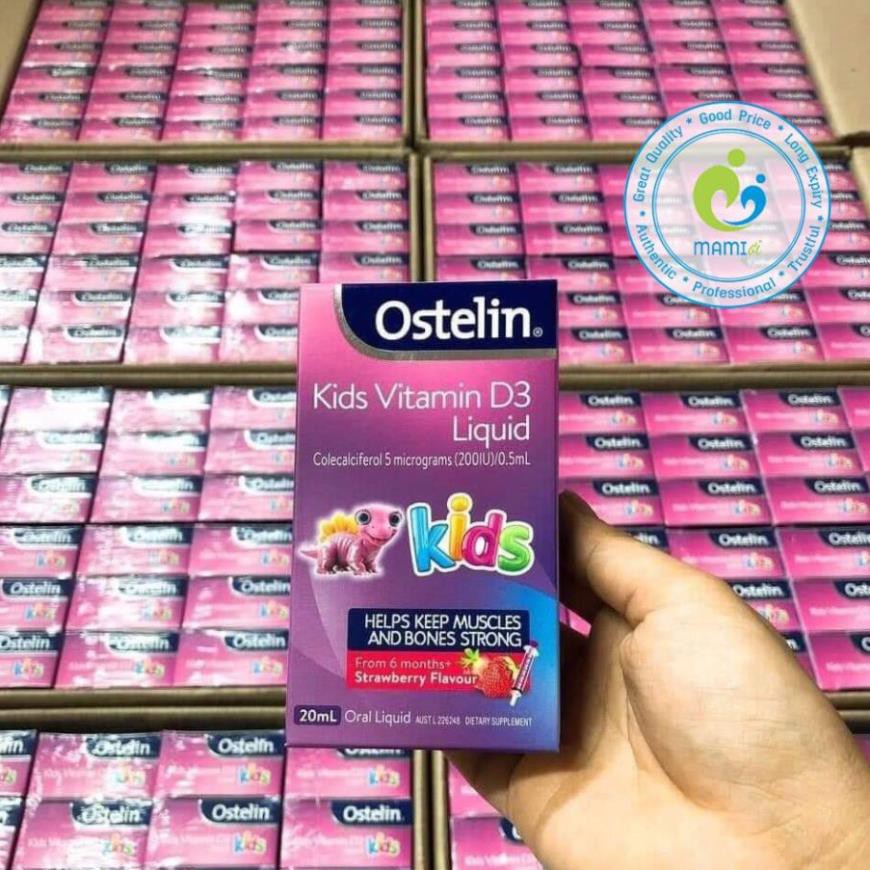 Vitamin D3 (20ml) phát triển xương và răng cho trẻ từ 6 tháng đến dưới 12 tuổi Ostelin Vitamin D3 Liquid Kids, Úc