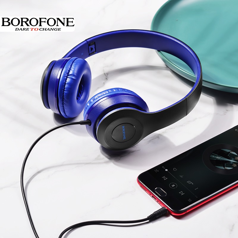 Tai nghe chụp tai BOROFONE BO5 headphone chống ồn nghe hay, dây dài 1.2m, có mic đàm thoại, Jack 3.5mm - Chính hãng