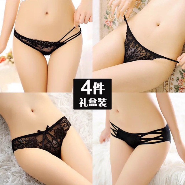 Bộ 4 quần lót ren sexy gợi cảm đồ lót cao cấp siêu mỏng | BigBuy360 - bigbuy360.vn