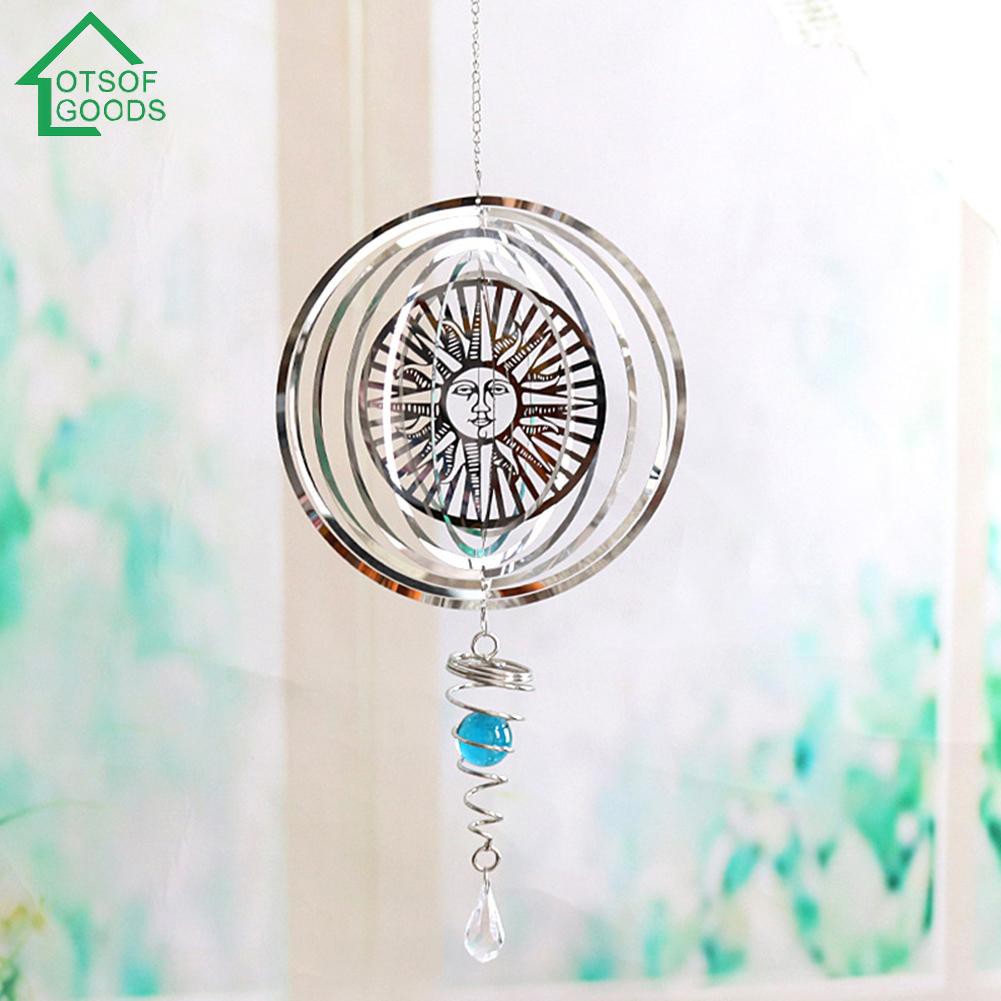 Sun Metal Stainless Steel Wind Chime Garden Foldable Rotate Hanging Wind Spinner