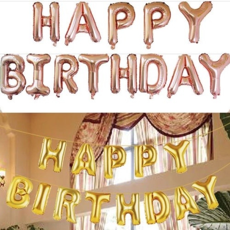 Set 13 Bong Bóng Tráng Nhôm 16 Inch In Chữ Happy Birthday Dùng Trang Trí Tiệc Sinh Nhật