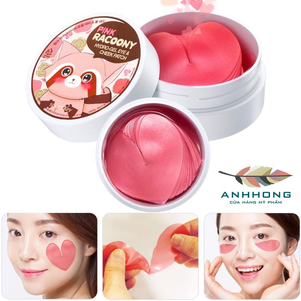 Mặt Nạ Dưỡng Vùng Mắt & Má Secret Key Pink Racoony Hydro-Gel Eye & Cheek Patch (30pcs) 90g