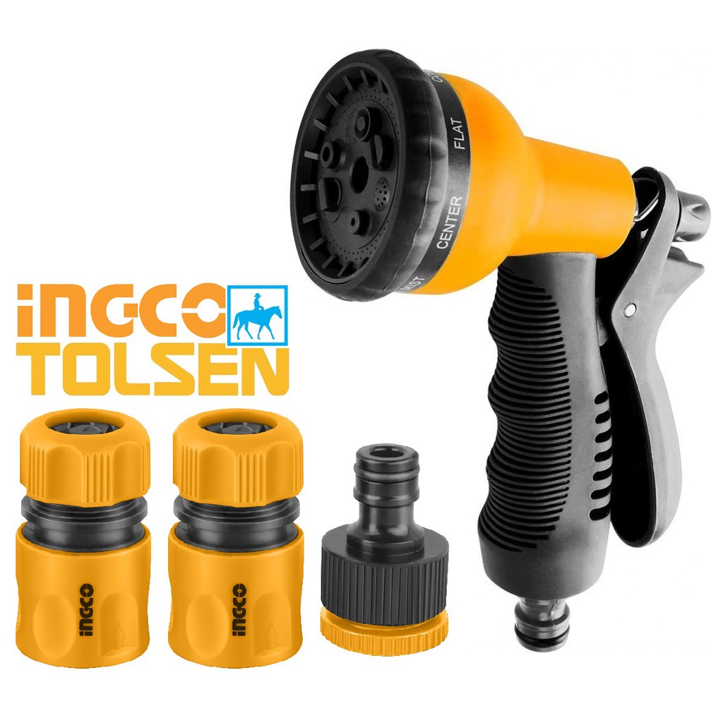 Bộ vòi phun nước Khớp nối tưới cây làm vườn sịt rữa xe 8 tia TOLSEN INGCO 57100 HHCS03122