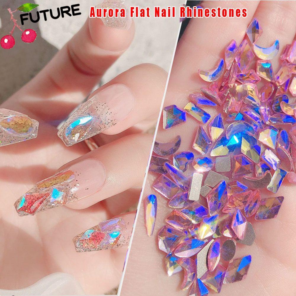 Tương Lai 100 Cái Kim Cương Đầy Màu Sắc|Bộ Móng Tay Giả Cực Quang|Mới Đá Đính Trang Trí Móng Tay 3D