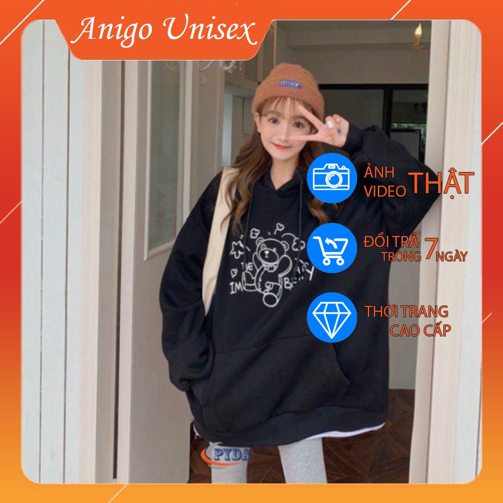 [SIÊU CHẤT] Áo hoodie nữ chất nỉ dày dặn áo khoác unisex dành cho nam nữ form rộng cao cấp hàn quốc ANIGO UNISEX | BigBuy360 - bigbuy360.vn