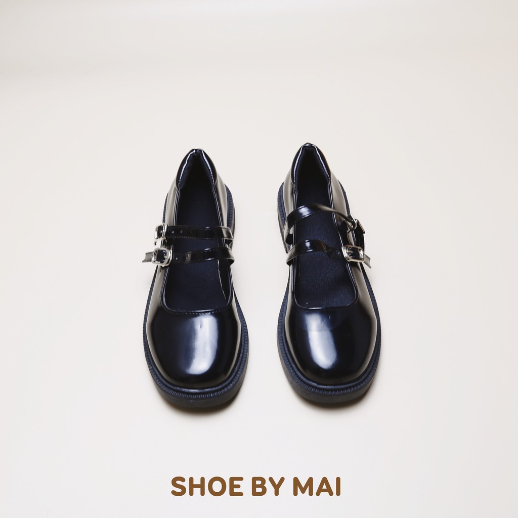 Giày búp bê nữ cao 2 phân quai ngang da bóng mềm mới hot nhẹ nhàng xinh đẹp đơn giản M355 SHOEBYMAI