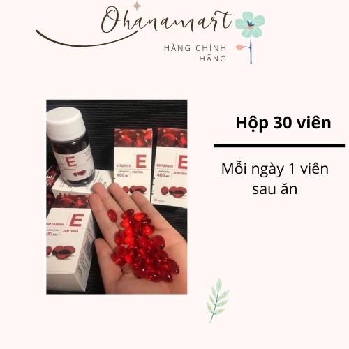 Vitamin E đỏ Nga Mirrolla  400mg 30 viên  ; Viên uống E đỏ nga  đẹp da, chống lão hóa, tốt cho mắt