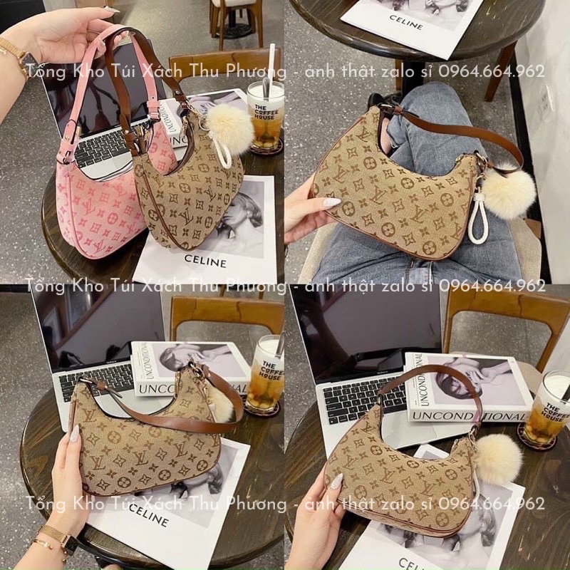 Túi kẹp nách, túi đeo vai nữ họa tiết L.V cá tính đi làm, đi chơi siêu sang chảnh - không kèm bông (ảnh thật)