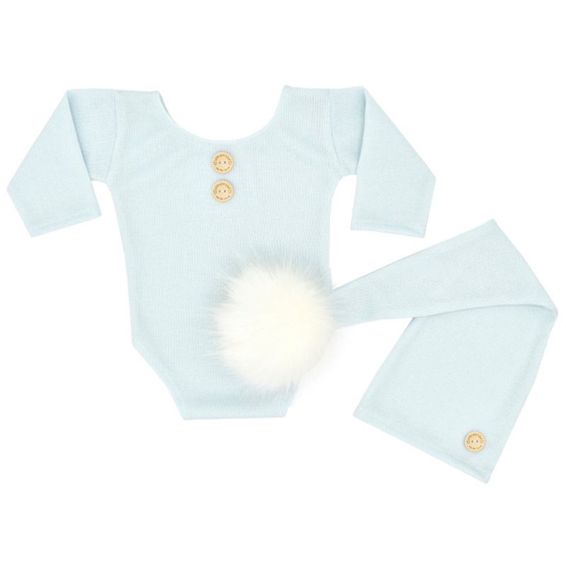 Bộ Áo Liền Quần Dệt Kim Dễ Thương Có Khóa Cài + Nón Cho Trẻ Sơ Sinh