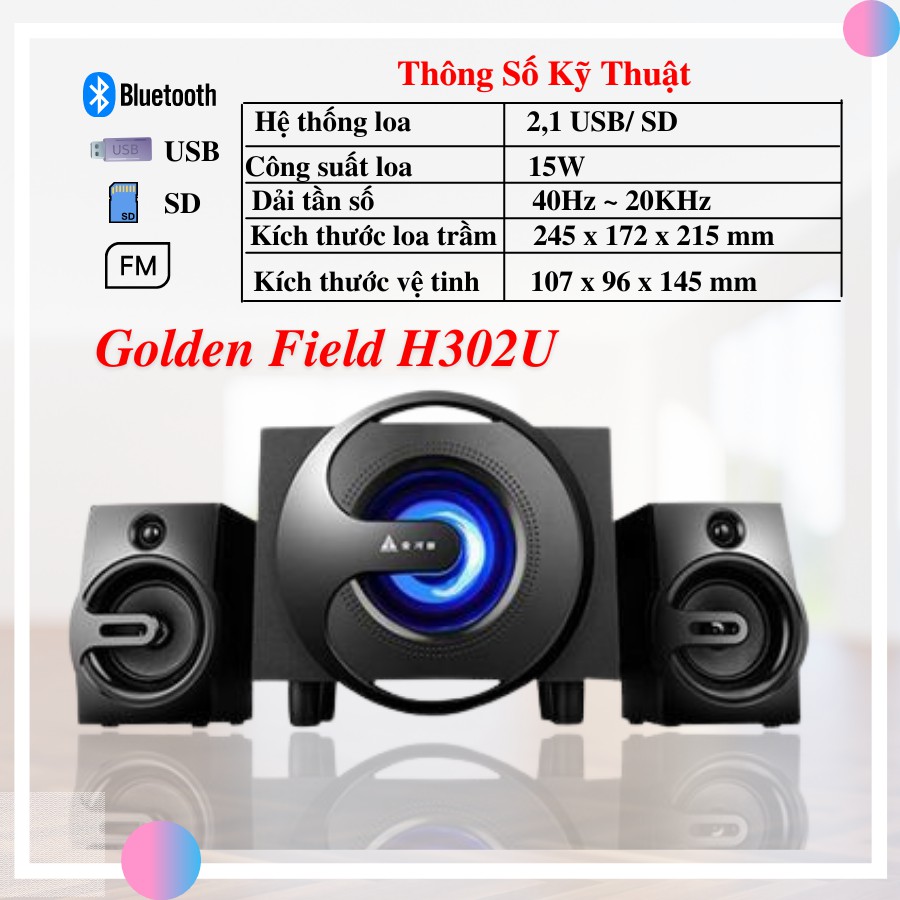 LOA VI TÍNH GOLDEN FIELD H302U 2.1 BLUETOOTH - HÀNG CHÍNH HÃNG