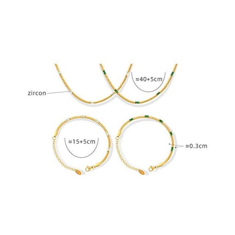 Dây Chuyền Thép Titan Đính Đá Zircon Ngọc Lục Bảo Phong Cách Âu Mỹ Sang Trọng