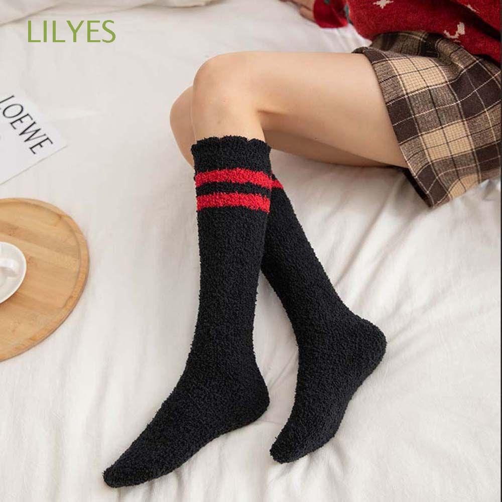 Tất dài vải lông cừu san hô co giãn thoải mái nhiều màu sắc tùy chọn cho nữ