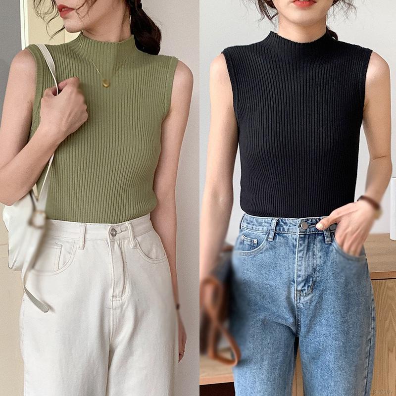 Áo sát nách dệt kim phong cách Retro Hàn Quốc sành điệu cho nữ