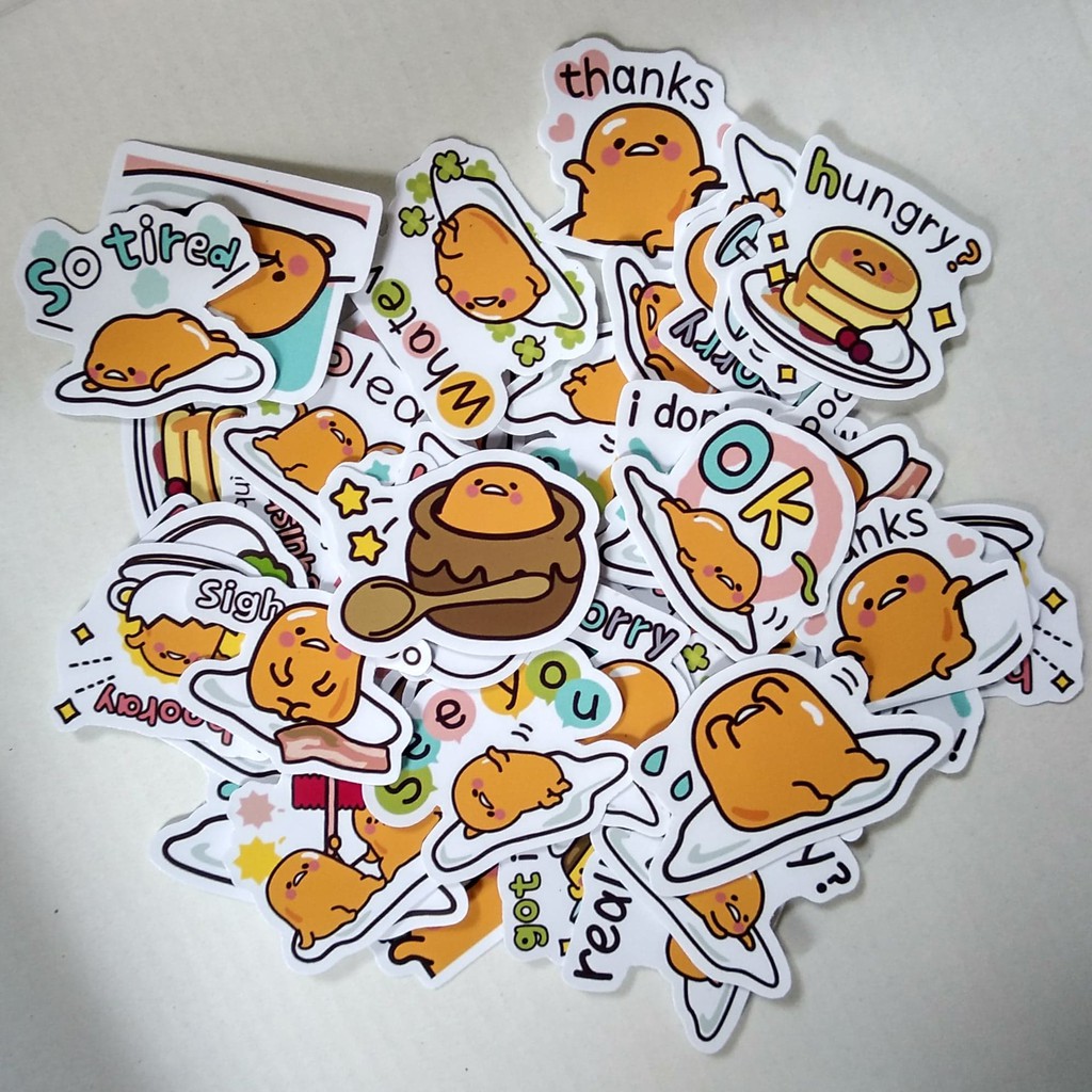 Bộ 24 sticker trứng lười Gudetama đáng yêu size 4 cm - LLD049 (Ảnh thật shop tự chụp)