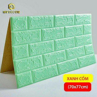 Sỉ 10 tấm xốp dán tường giả gạch 3D màu xanh cốm