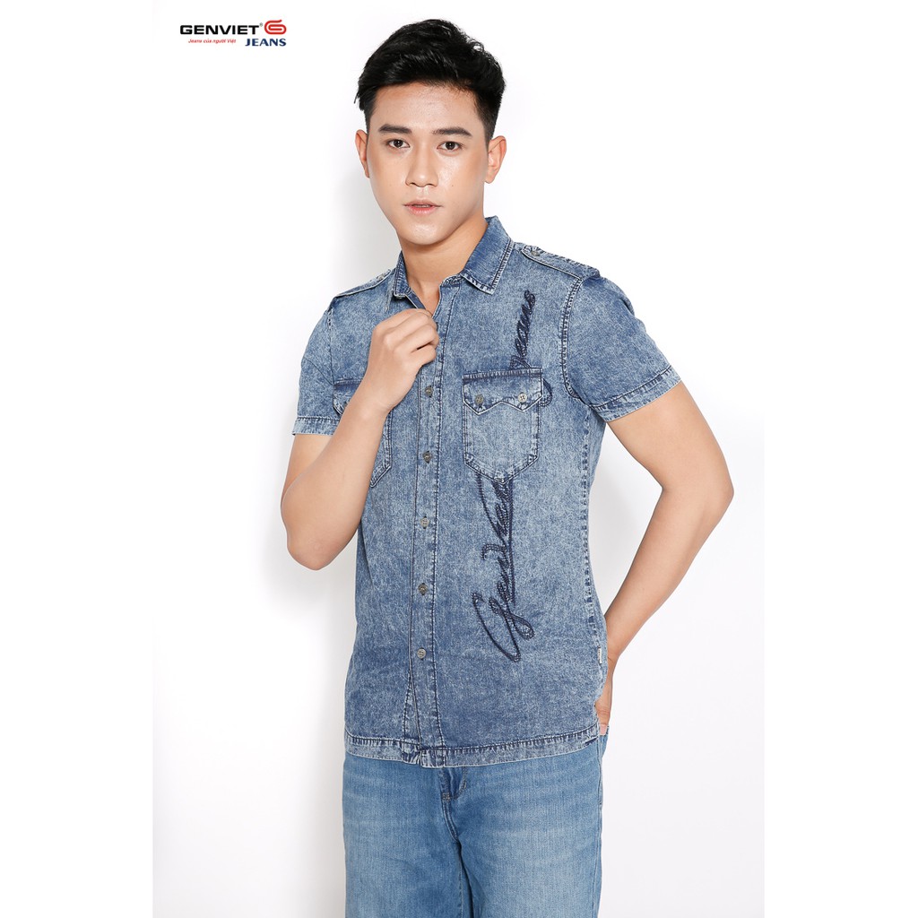 Áo sơ mi cộc tay nam X3321J407 GENVIET