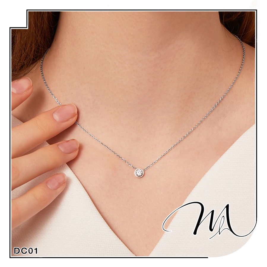 Dây chuyền nữ Titan 1 hạt đá tròn đơn giản dễ thương - Măng’s House DC01
