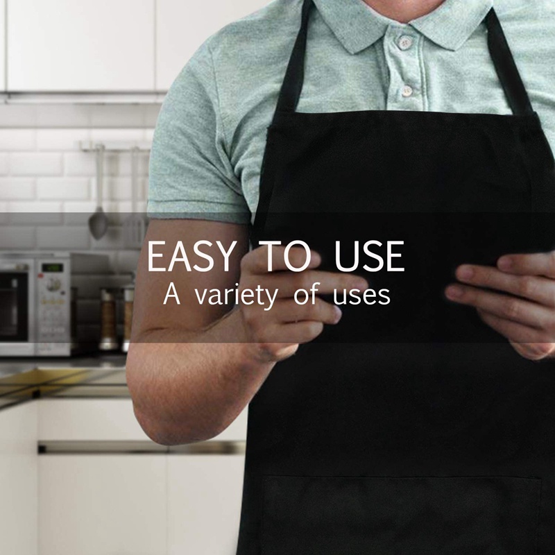 Set 6 Tạp Dề Màu Đen Kèm 2 Túi Đựng Chống Bụi Bẩn Tiện Dụng Cho Nhà Bếp / Nhà Hàng