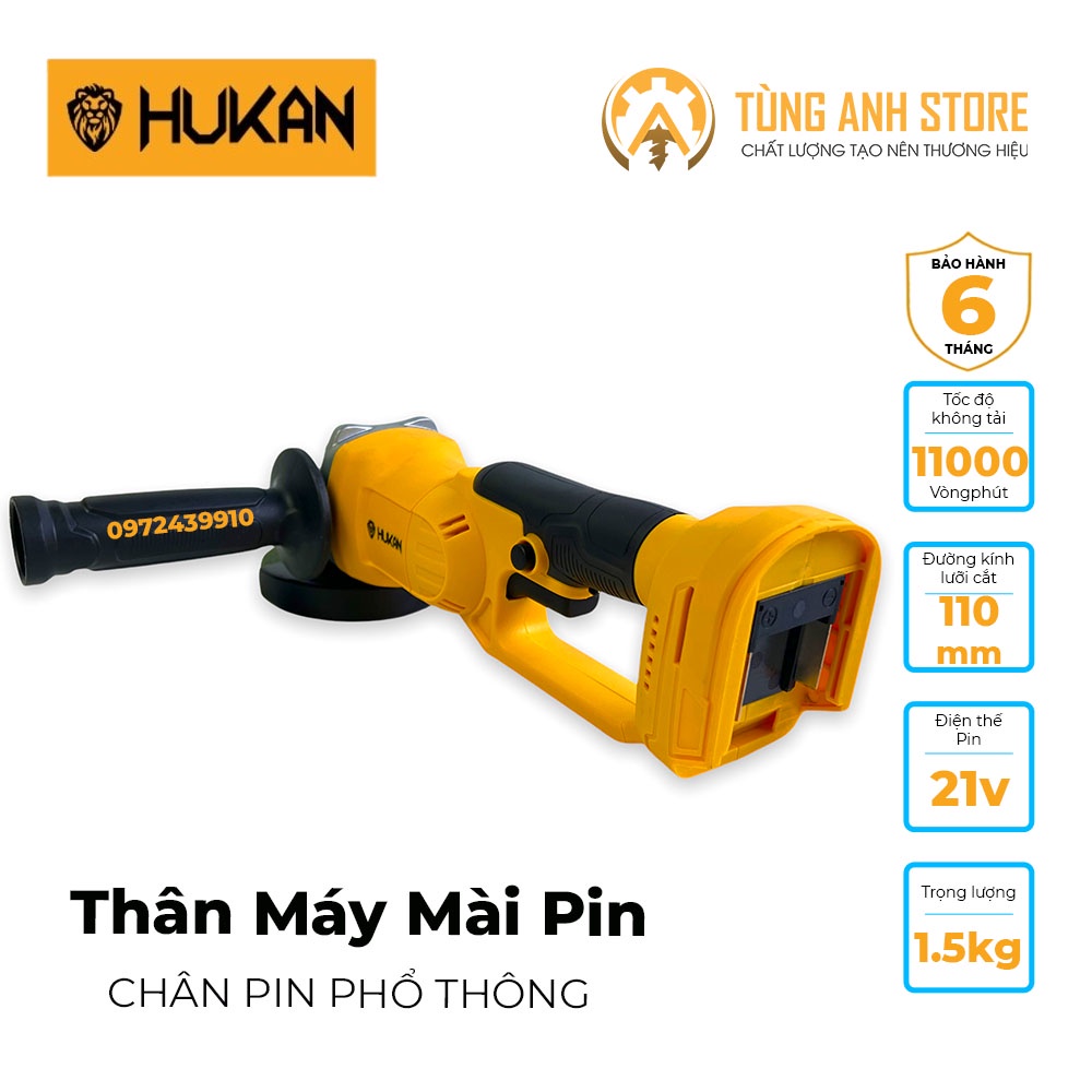 Thân máy cắt mài pin HUKAN AG-BR99 động cơ không chổi than chân pin phổ thông